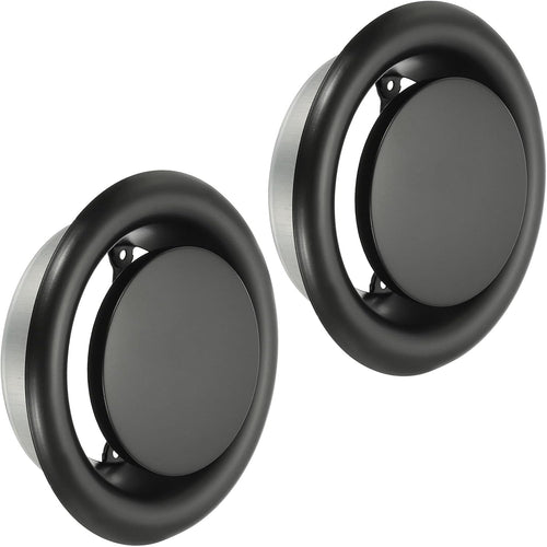 Round Ceiling Diffuser Metal Adjustable Air Vent Duct Cover Set of 2 Black
