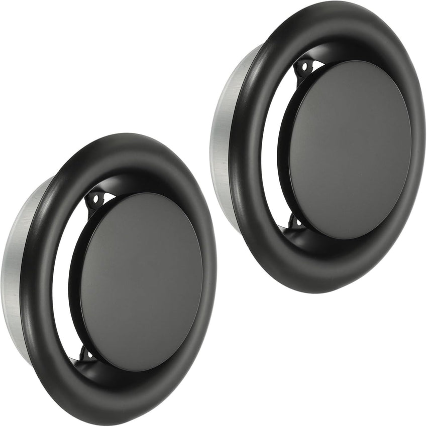 Round Ceiling Diffuser Metal Adjustable Air Vent Duct Cover Set of 2 Black