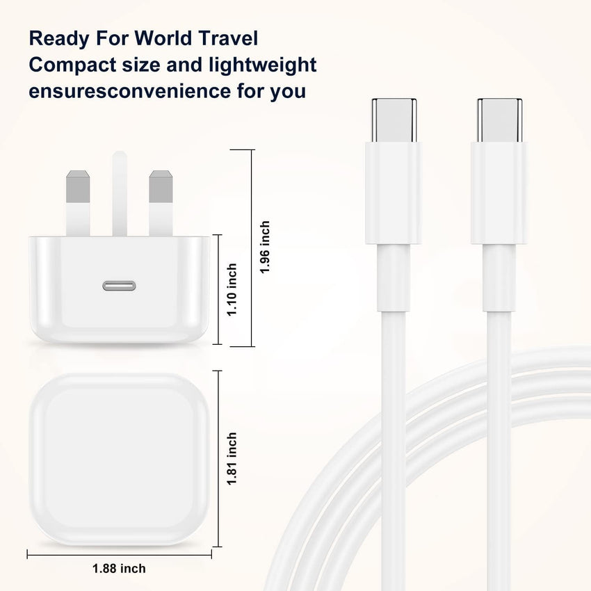 2 Pack iPhone 17 16 15 Fast Charger Plug and Cable,USB C Wall Plug with USB C to C Cable Lead Original 1.8M for Apple iPhone 17 Pro Max/17 Pro/17 Air/iPhone 16 Pro/16 Pro Max/15 Plus/15 Pro Max/iPad