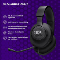 JBL Quantum 100M2 Wired Over-Ear Gaming Headset with JBL QuantumSOUND Signature and 3.5 mm Headphone Jack, Multi-Platform Compatibility, Detachable Mic, Mute Option, Black