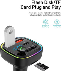 Car Bluetooth Transmitter,5.3 FM Bluetooth Car Adapter,PD 20W & QC 3.0 Fast Charging,FM Bluetooth Transmitter Car Dual Usb+1 Type-C,Hands Free Calling FM Transmitter Bluetooth Car,Supports USB/TF/SD