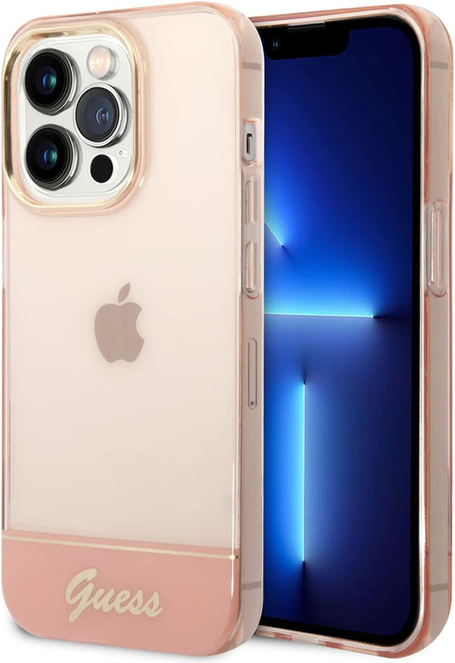 Guess GUHCP14LHGCOP Hard Case for iPhone 14 Pro 6.1 Inch Pink/Pink Translucent