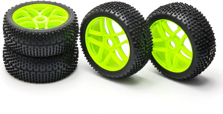 Pxyelec 17mm Buggy Wheel Tires Pack of 4 Rubber Tyres for 1:8 Scale RC Car â Green