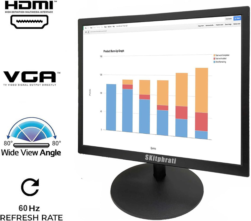 SKitphrati 17 Inch PC Monitor 1280 X 1024 LED 4 3 Monitor, Computer Monitor with HDMI & VGA, TN Panel, 60 Hz, 5Ms, 4:3, VESA, for Computer Laptop Ras Pi