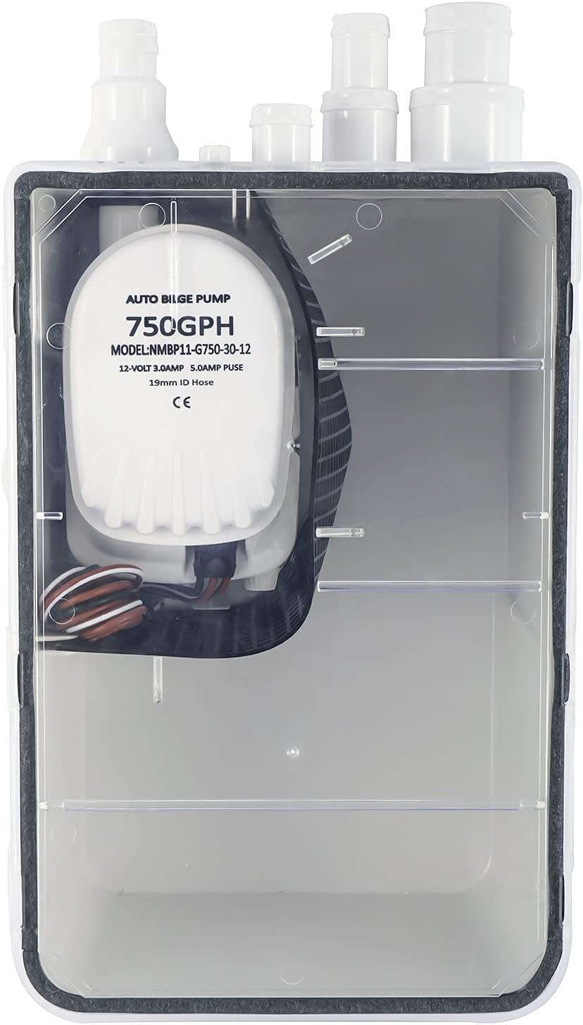 FreeTec Boat Marine Shower Sump Pump Drain Kit System Shower Pump System 12v 750 GPH Multi Port Inlet
