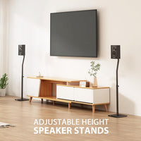 Height-Adjustable Speaker Stands 84â108cm Heavy-Duty, Pair â Black