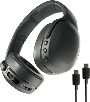 Skullcandy Crusher Evo Wireless Bluetooth Headphones with Multi-Sensory Bass and Charging Cable, Noise Isolating Over-Ear Fit, Up to 40 Hours Battery, Microphone for iPhone Android - True Black