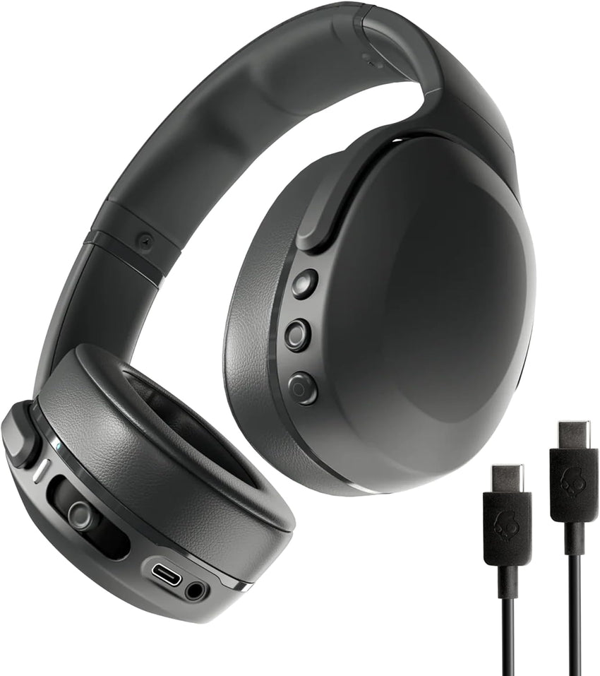 Skullcandy Crusher Evo Wireless Bluetooth Headphones with Multi-Sensory Bass and Charging Cable, Noise Isolating Over-Ear Fit, Up to 40 Hours Battery, Microphone for iPhone Android - True Black