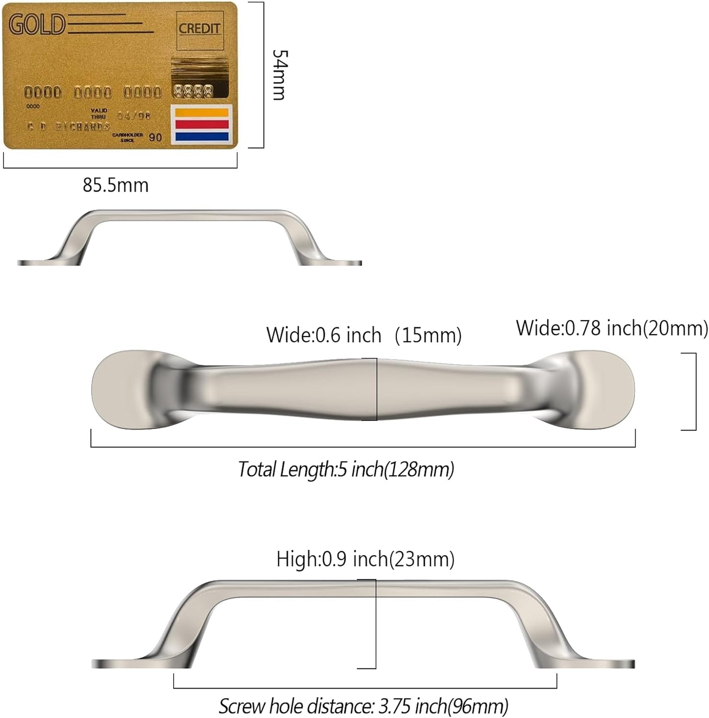 Amerdeco 10 Pack Brushed Satin Nickel Retro Cabinet Pulls 3.75 Inch(96mm) Hole Centers Kitchen Cabinet Handles Solid Zinc Alloy Cabinet Hardware Drawer Pulls AM009