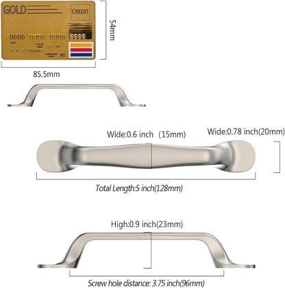 Amerdeco 10 Pack Brushed Satin Nickel Retro Cabinet Pulls 3.75 Inch(96mm) Hole Centers Kitchen Cabinet Handles Solid Zinc Alloy Cabinet Hardware Drawer Pulls AM009