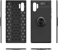 Phone Case for Samsung Galaxy Note 10 pro and Tempered Glass Screen Protector Cover With Stand Ring Holder Kickstand Accessories Heavy Duty Rugged Protective Shockproof Hard Bumper Black