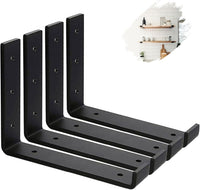 MLOQI 4 Pack Shelf Brackets Heavy Duty, 5mm Thick Shelf Supports with Lip for Shelves 9 inch