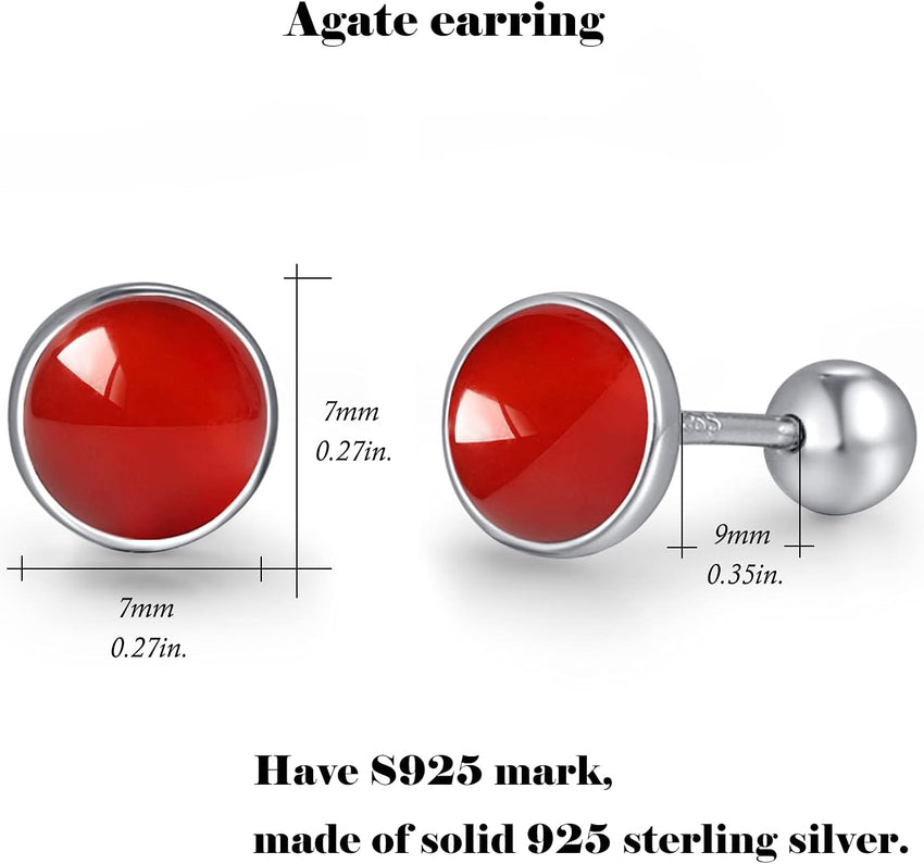 Sterling Silver Stud Earrings Mixed Gemstones Hypoallergenic Screw Back Ã¢ÂÂ Multi