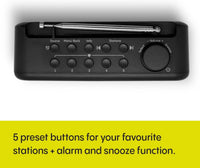 Pure Elan One2 portable DAB+/FM radio with Bluetooth 5.1 (LCD display, 10 preset buttons, can run with 4xAA batteries) Charcoal Black