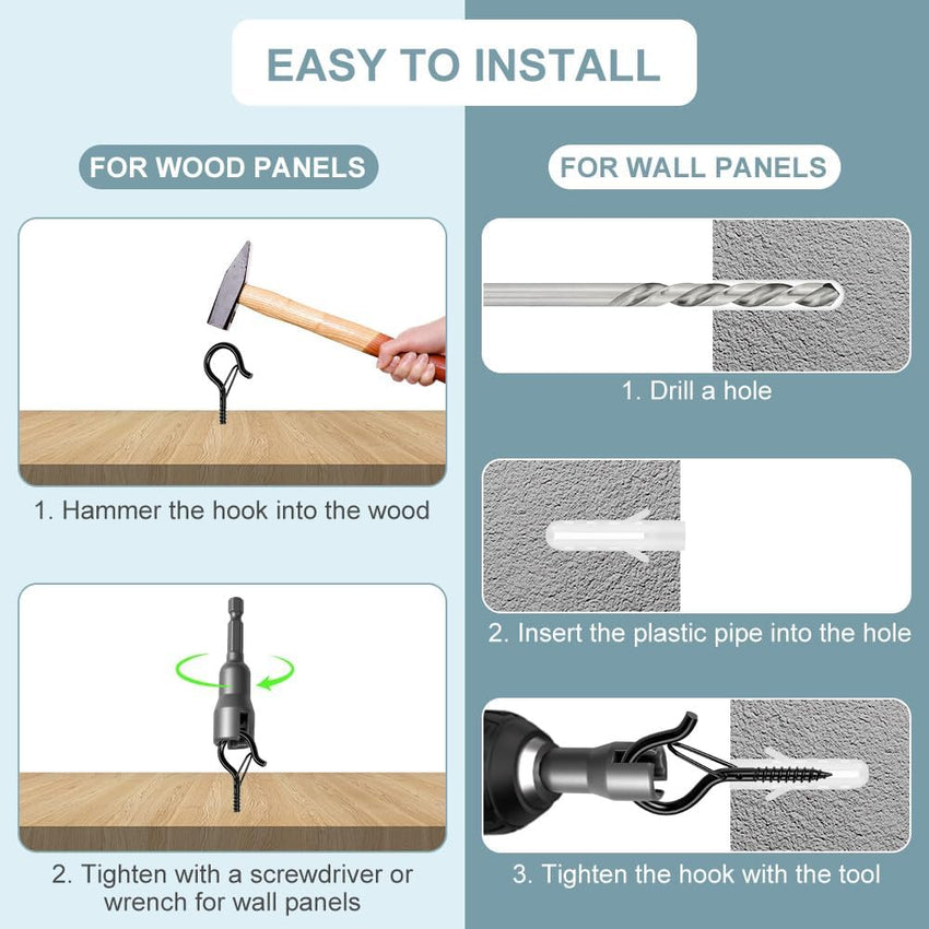 Screw Hooks M5 With Safety Buckle Wall Ceiling Hooks 20pc For Hanging Plants Lights â Zinc
