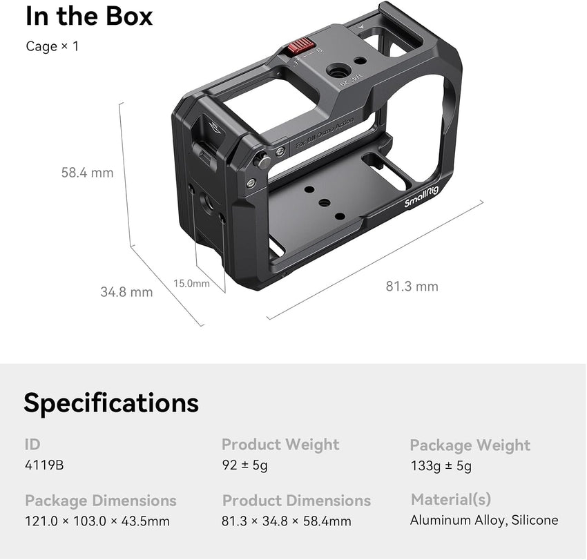 SMALLRIG Action 3/4 Camera Cage with Cold Shoe and 1/4"-20 Threaded Holes Aluminium