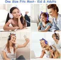 AXFEE Bluetooth Kids Headphones, LED Light Up Cat Ear Wired/Wireless Headphone, HD Stereo Sound, 10H Playtime, Foldable Children Headphone for PC Phone Ipad Study Travel School, 105dB Volume Limited