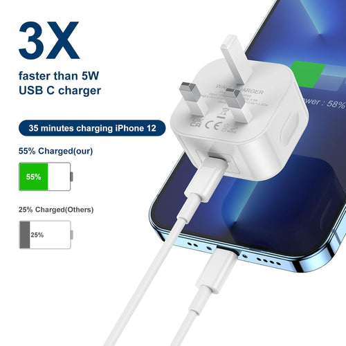 iPhone 17 16 15 Fast Charger, 20W USB C Charger Fast Charging Plug and 2M Type C to C Cable Lead for Apple iPhone 17 Pro Max/17 Air/16 Pro Max/16/15 Plus/15/MacBook Pro/iPad Pro 12.9/11 inch/Air/Mini