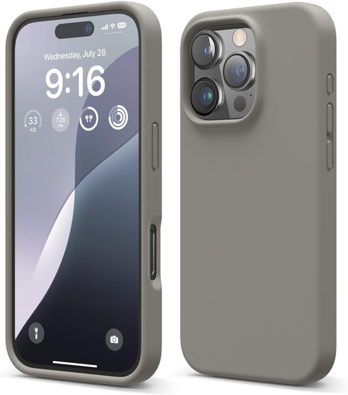 elago Compatible with iPhone 16 Pro Case, Premium Liquid Silicone Case, Full Body Protective Cover, Shockproof, Slim Phone Case, Anti-Scratch Soft Microfiber Lining, 6.3 inch (Medium Grey)