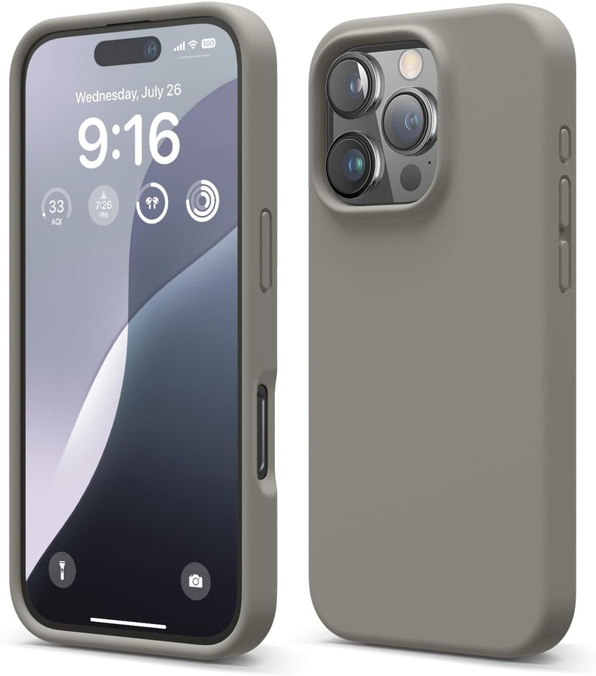 elago Compatible with iPhone 16 Pro Case, Premium Liquid Silicone Case, Full Body Protective Cover, Shockproof, Slim Phone Case, Anti-Scratch Soft Microfiber Lining, 6.3 inch (Medium Grey)