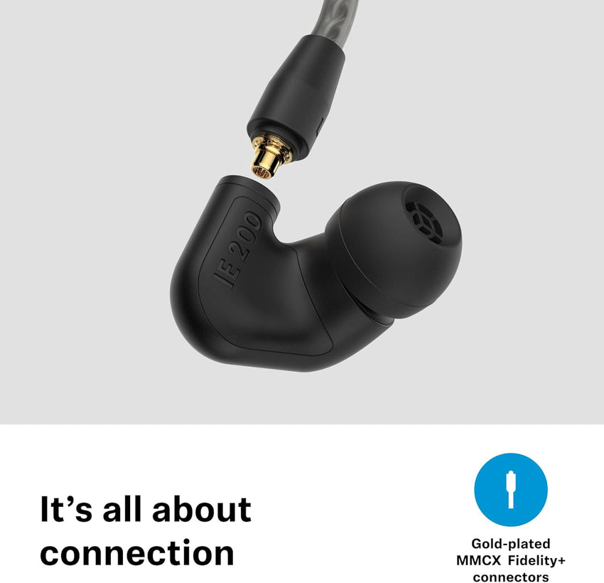 Sennheiser IE 200 Wired Audiophile Stereo Earphones - Corded In-Ear Buds with High Fidelity Superior Clear Sound, True-to-Life Voicing and an Impactful Bass - Black