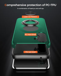 KRAFTCARE for Samsung S23 FE Case with Kickstand Ring, Upgrade Shockproof and Anti Scratch 360^0 Magnetic Ring Holder Stand Protective Phone Case Cover for Samsung Galaxy S23 FE - Dark Green