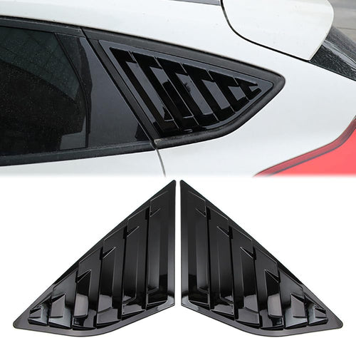 Rear Side Window Louvers Racing-Style ABS Quarter Panel Air Vents â Glossy Black Ford Focus MK3 (2012â2018)