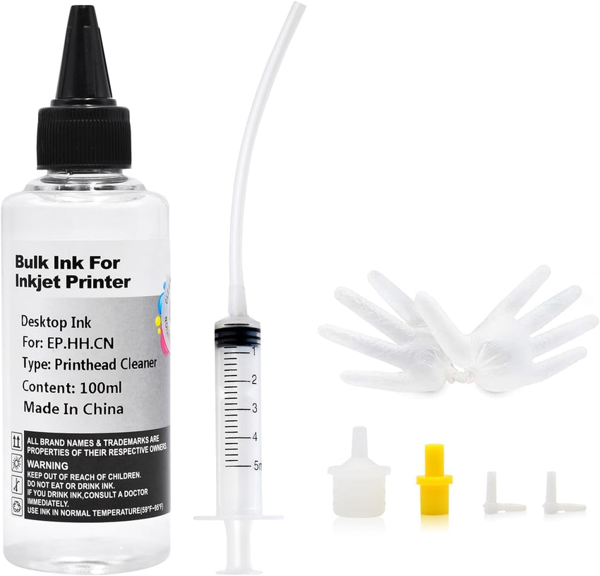 JoyPrinting Printhead Cleaner Kit for Inkjet Printers Printer Nozzle Cleaning Kit Compatible for All Print Head of Printers Epson/HP/Canon/Brother/Lexmark/Kodak/Samsung 100ml 10ml Premium Syringe 1PK