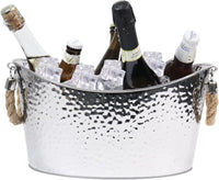 8L Stainless Steel Ice Bucket Champagne Bucket with Hemp Rope Handles Large 8L