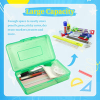 Pencil Box 2 Pack Plastic Large Capacity with Alphabet Stickers â Assorted