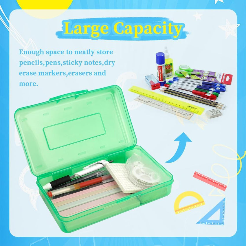 Pencil Box 2 Pack Plastic Large Capacity with Alphabet Stickers â Assorted