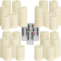 Set of 24 Flameless LED Candles Waterproof Outdoor with 4 Remotes & Timer 4"/5"/6" â White
