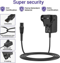 15V charger Compatible with Philips Shaver HQ8505 | UK power cord, compatible with 3000 5000 7000 9000 series, S5465 MG7750 MG7790 BT5502 electric shaver power cord