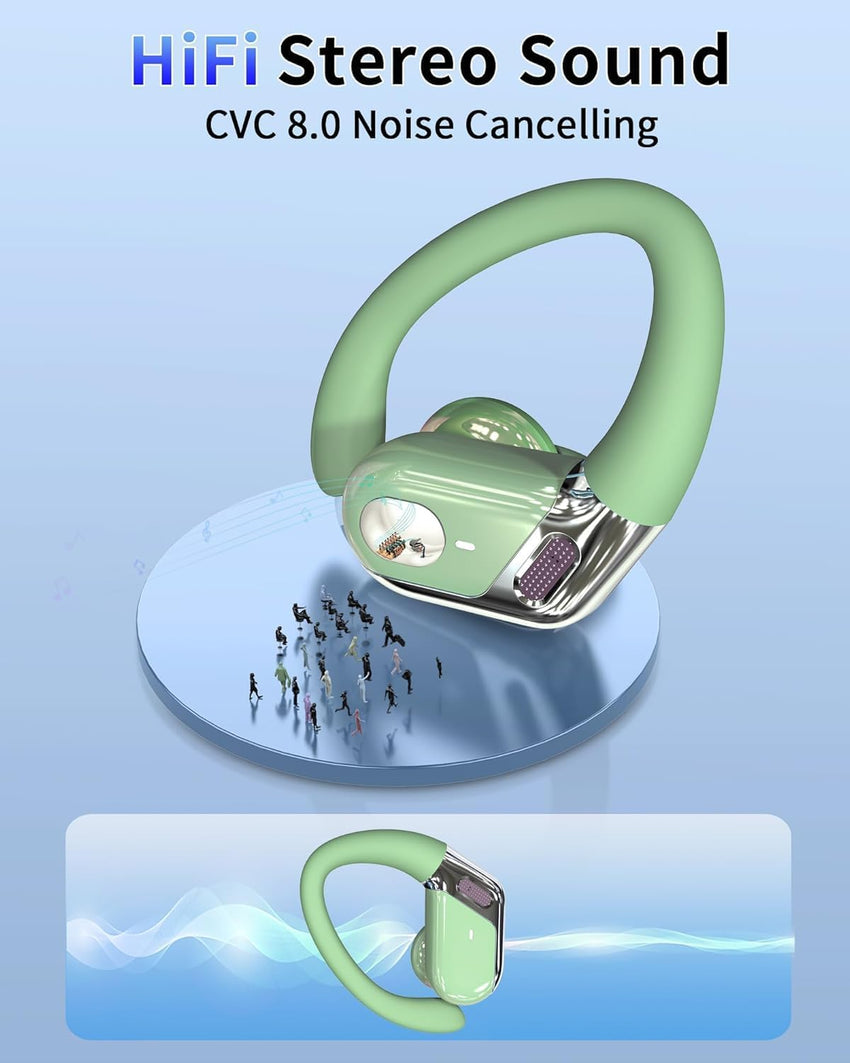 Bluetooth Earbuds True Wireless 50H Battery Bluetooth 5.4 CVC Noise Reduction Ã¢ÂÂ Green