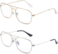 Reading Glasses 2-Pack Metal Frame Blue Light Blocking 17.5 Gold & Silver