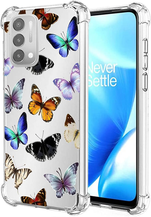 Yerebel Case for Oneplus Nord N200 5G, Clear Flexible Bumper TPU Soft Rubber Silicone Case, Butterfly Design, Drop & Scratch Protection