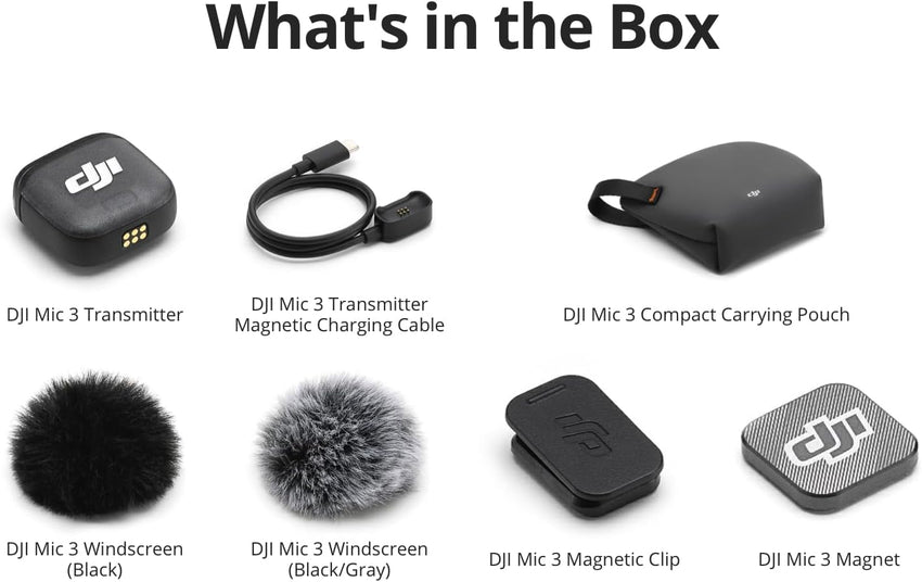 DJI Mic 3 Transmitter, Wireless Mini Microphone for iPhone/Camera/Android, Lightweight & Intuitive, Lavalier Microphone, 32-bit Float, Integrated Timecode, Vlog, Interview, Streaming