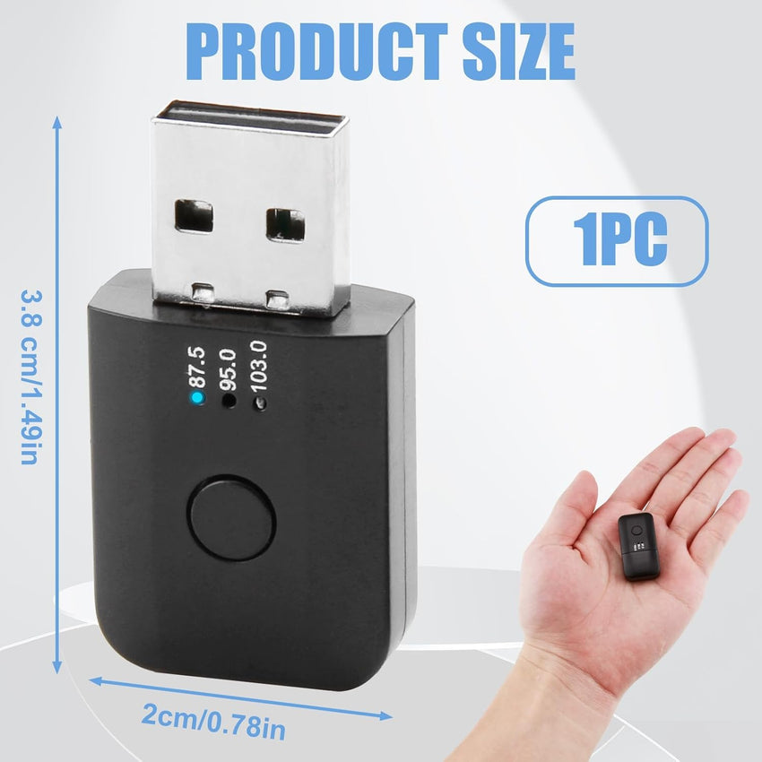 Car Bluetooth 5.1 FM Transmitter,USB Bluetooth Adapter for Car Stereo Universal Wireless Audio Music Receiver Adapter with Hands-Free Calling 3 FM Frequencies, Auto Memory