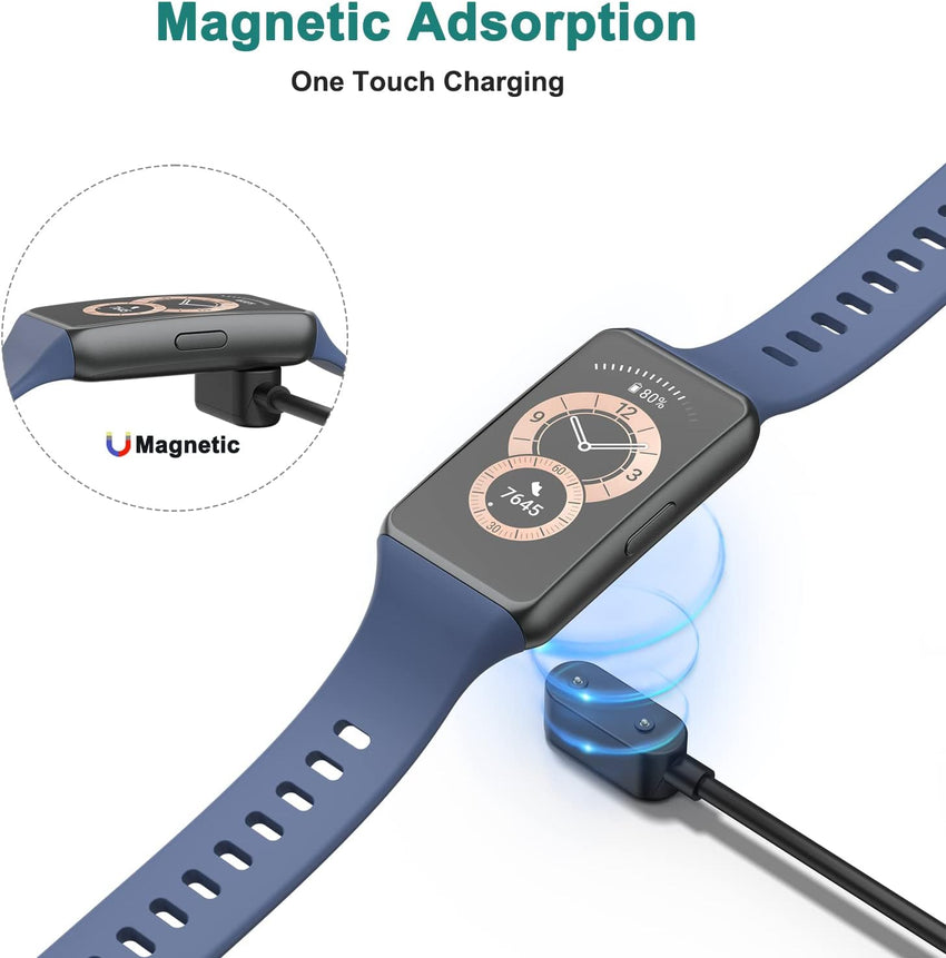 1M Charging Cable for Huawei Watch Charger Fit 1/2, Huawei Band 9/8/7/6/6 Pro, Honor Charger Band 9/7/6/Watch ES/4X/4 Pro Magnetic Wireless USB Fast Charging Cord Black