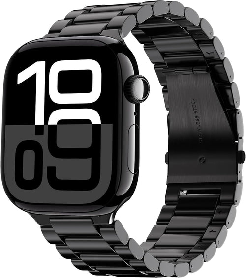 Apple Watch Straps Stainless Steel Compatible with Series 11/10/9/8/7/6/5/4/3/2/1 â Black