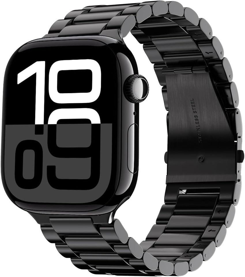 Apple Watch Straps Stainless Steel Compatible with Series 11/10/9/8/7/6/5/4/3/2/1 â Black