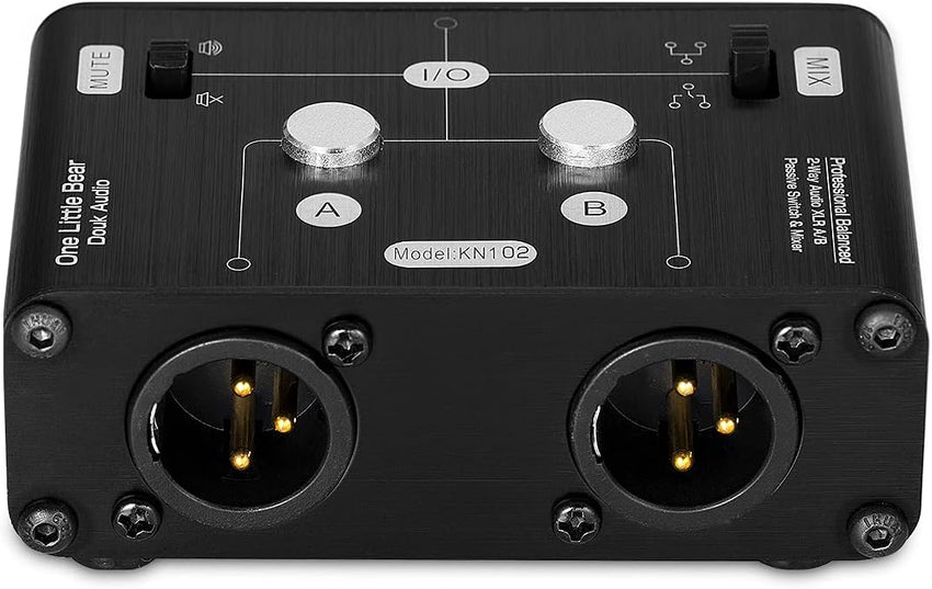 Mini 2 Way HiFi Stereo Audio XLR A/B Passive Switcher Box & Mixer Sound Splitter (1-IN-2-OUT)