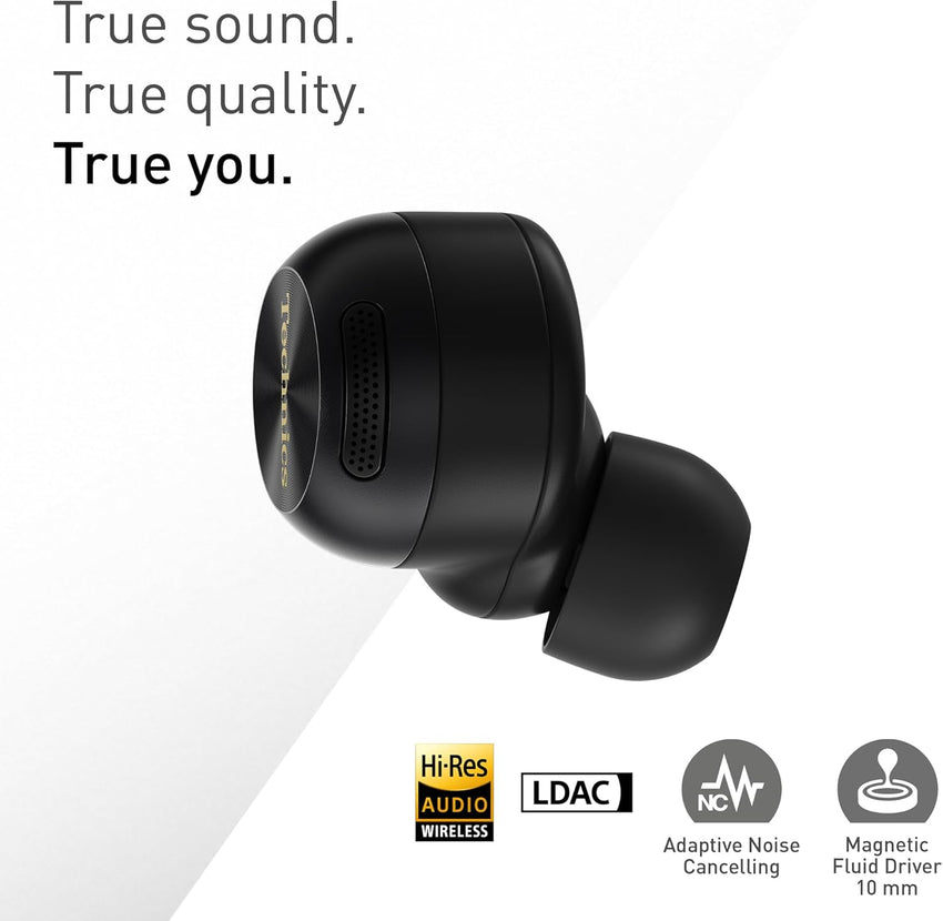 Technics EAH-AZ100E-K Wireless Earbuds with Noise Cancelling, Multipoint Bluetooth, Voice Focus AI, Comfortable In-Ear Headphones, Black