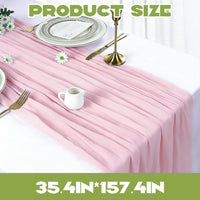 Table Runner Boho Polyester Large 90x400cm for Wedding Party Decor Pink
