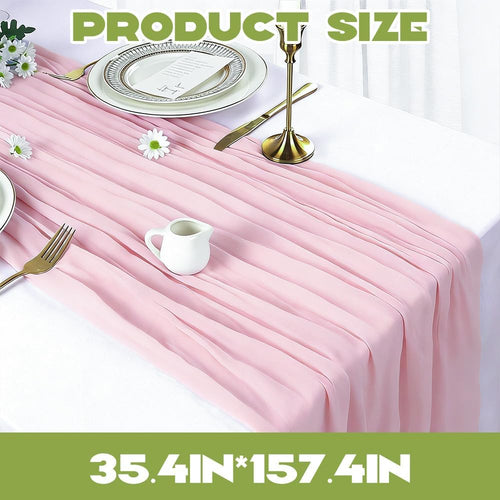 Table Runner Boho Polyester Large 90x400cm for Wedding Party Decor Pink