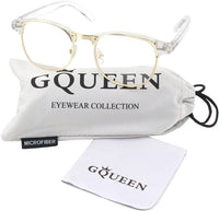 GQUEEN Fake Glasses Vintage Retro Half Frame Clear Lens Eyeglasses â Unisex