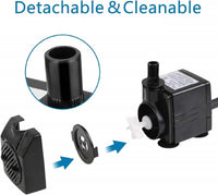 BARST 1500L/H Submersible Water Pump, Ultra Quiet Aquarium Pump for Fountains, Pool, Fish Tank, Pond, Hydroponics, Statuary with 4 Srtong Suction Cups,3 Nozzles (30W, 5m Power Cord)