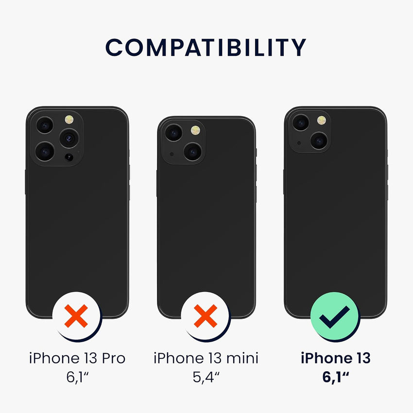 kwmobile Case Compatible with Apple iPhone 13 - Case with Hand Strap and Stand Soft TPU Silicone Coating - Blueberry