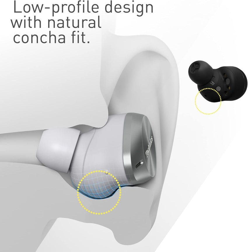 Technics EAH-AZ80E-A Wireless Earbuds READ DESC with Noise Cancelling, Bluetooth, Comfortable In-Ear Earphones with Built-in Microphone, Customisable Fit, Up to 7 Hours Playtime, Midnight Blue