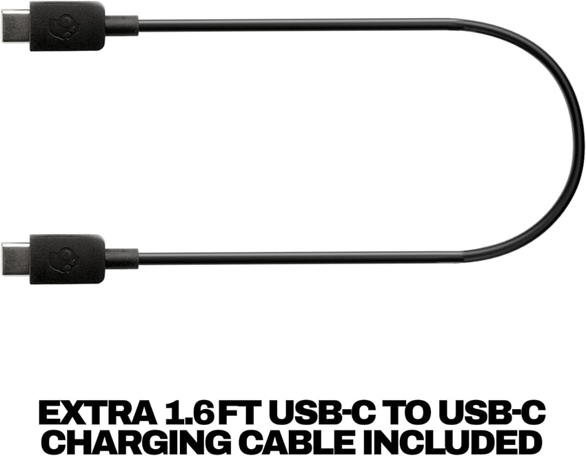 Skullcandy Hesh Evo Wireless Over-Ear Bluetooth Headphones with Extra USB-C Charging Cable, Noise Isolating, 36 Hours Battery, Foldable Lightweight Design, Microphone for iPhone Android - True Black